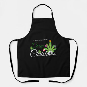 Green Christmas Weed Shirt Apron