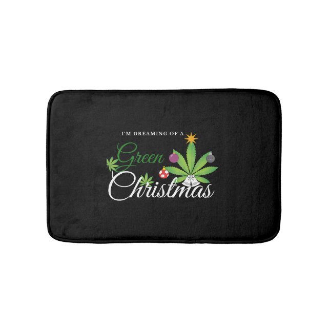 Green Christmas Weed Shirt Bath Mat (Front)
