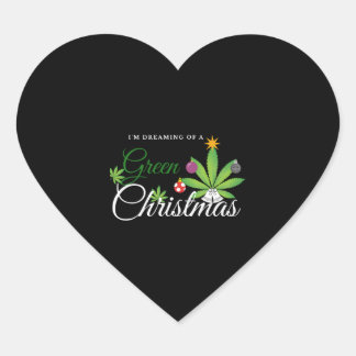 Green Christmas Weed Shirt Heart Sticker