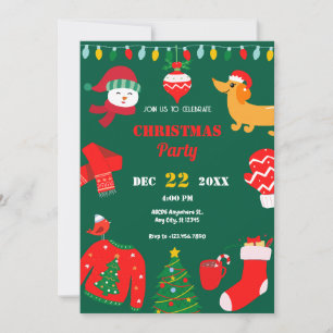 Green Christmas winter icon christmas party Invitation