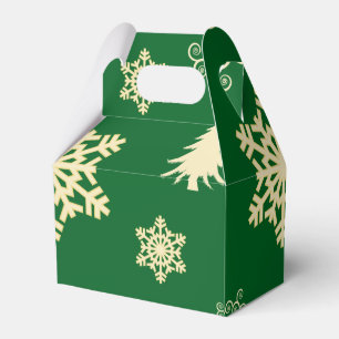 Green Christmas with Cream Snowflakes Favour Box