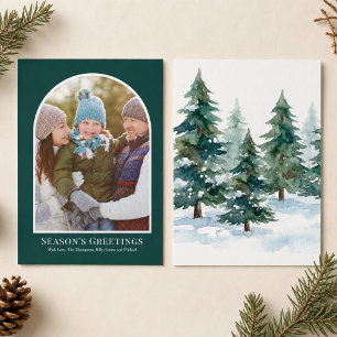 Green Christmas Woodland Arch Photo Holiday Card