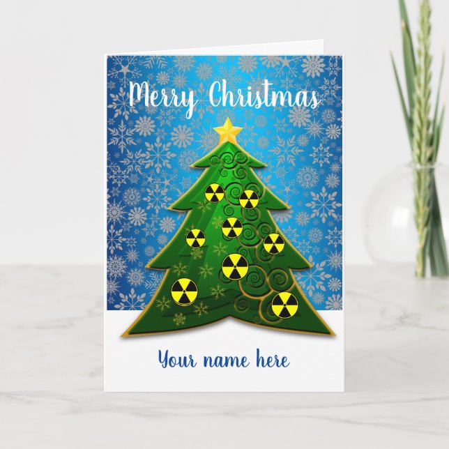Green ChristmasTree with Radiation Symbols  Card (Front)