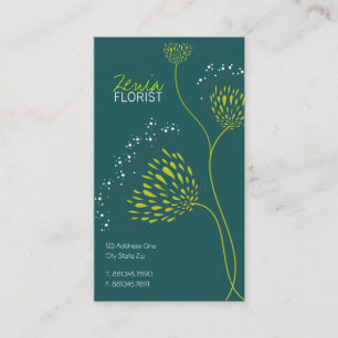 Green Chrysanthemum Flowers Elegant Chic Floral Business Card