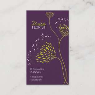 Green Chrysanthemum Flowers Elegant Chic Floral Business Card