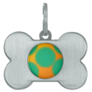 green circle in yellowish orange pet name tag