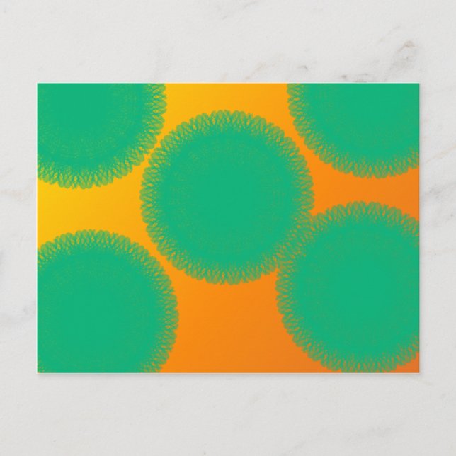 green circle in yellowish orange postcard (Front)
