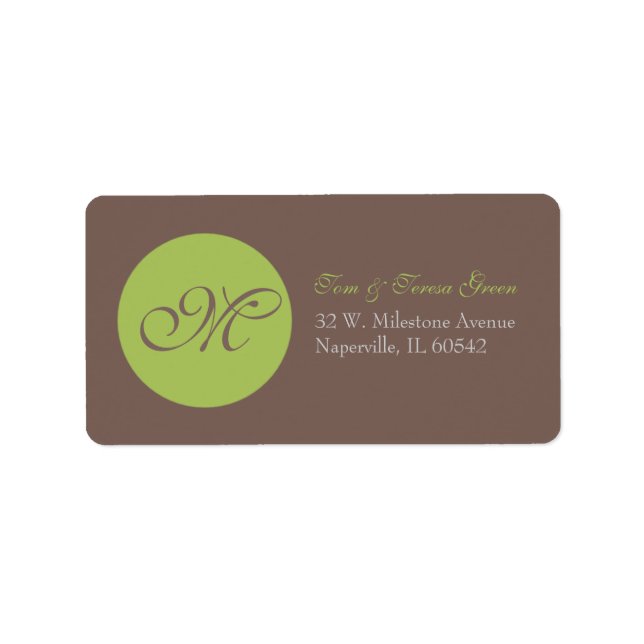 Green Circle -Monogram Address labels (Front)