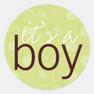 Green Circles Its a Boy Classic Round Sticker