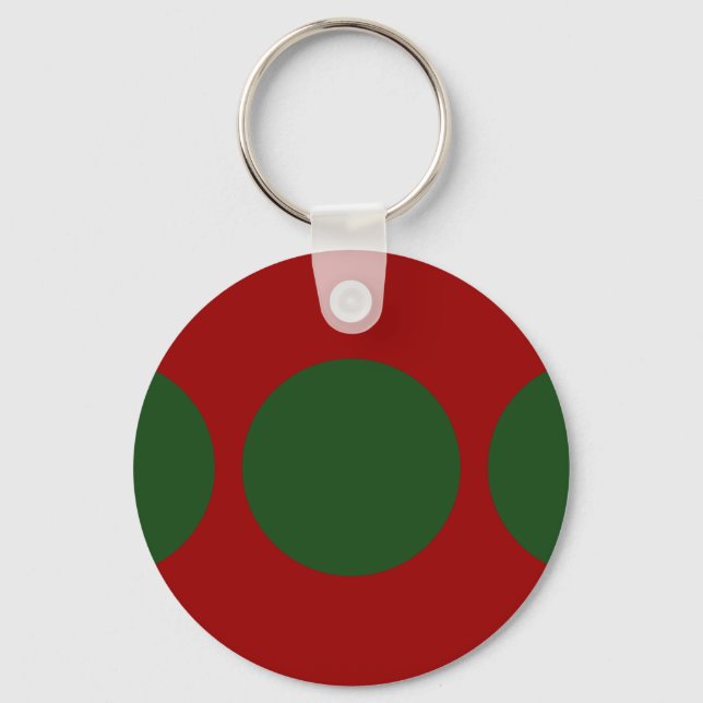Green Circles on Red Keychain (Front)
