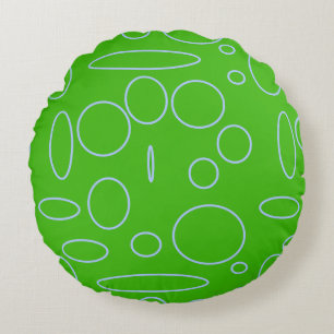 Green Circles Round Cushion