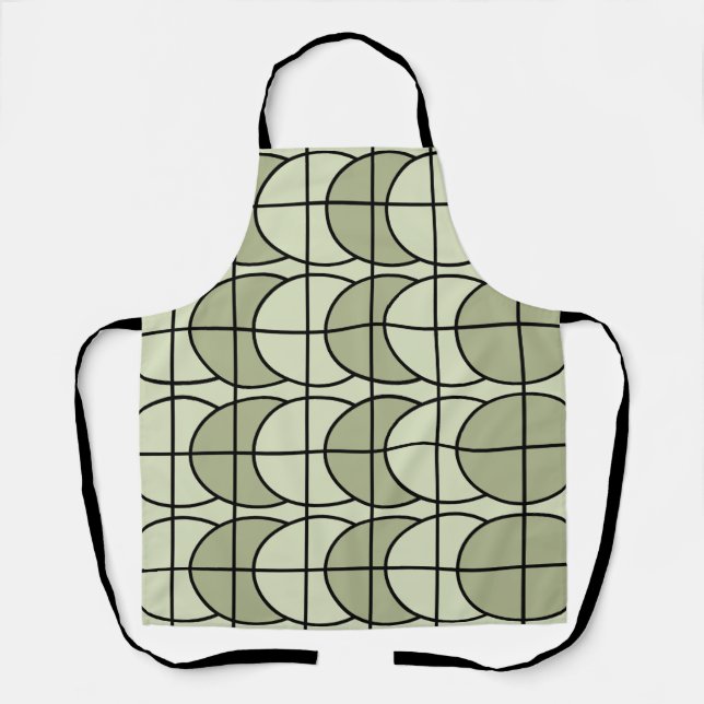 Green Circles Stripes Geometric  Apron (Front)