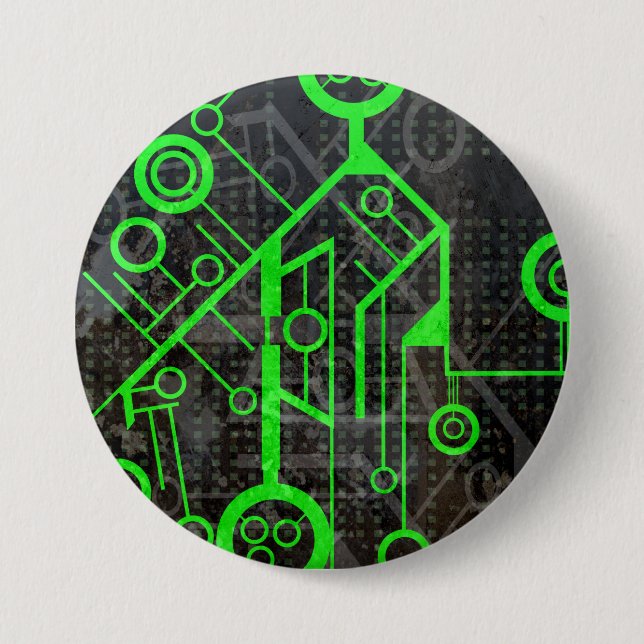 Green Circuit 7.5 Cm Round Badge (Front)