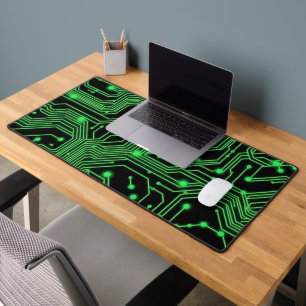 Green Circuit Board Abstract Illustration Desk Mat
