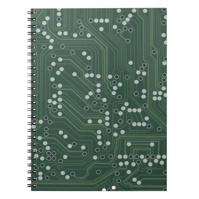 Green Circuit Board Background Pattern Art Notebook (Front)