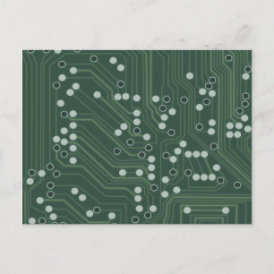 Green Circuit Board Background Pattern Art Postcard