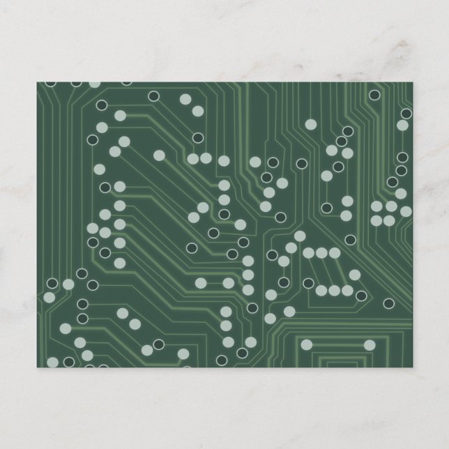 Green Circuit Board Background Pattern Art Postcard (Front)