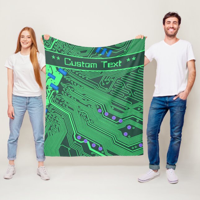 Green Circuit Board Blanket w/ Custom Text (In Situ)