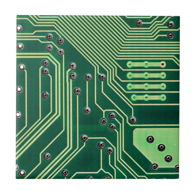 Green Circuit Board Pattern Ceramic Tile (Front)