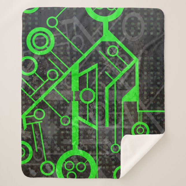 Green Circuit Sherpa Blanket (Front)