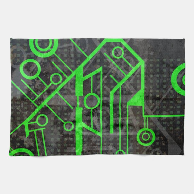 Green Circuit Tea Towel (Horizontal)