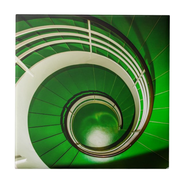 Green Circular Stairway Ceramic Tile (Front)