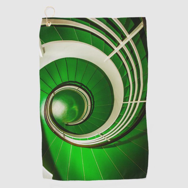 Green Circular Stairway Golf Towel (Front)