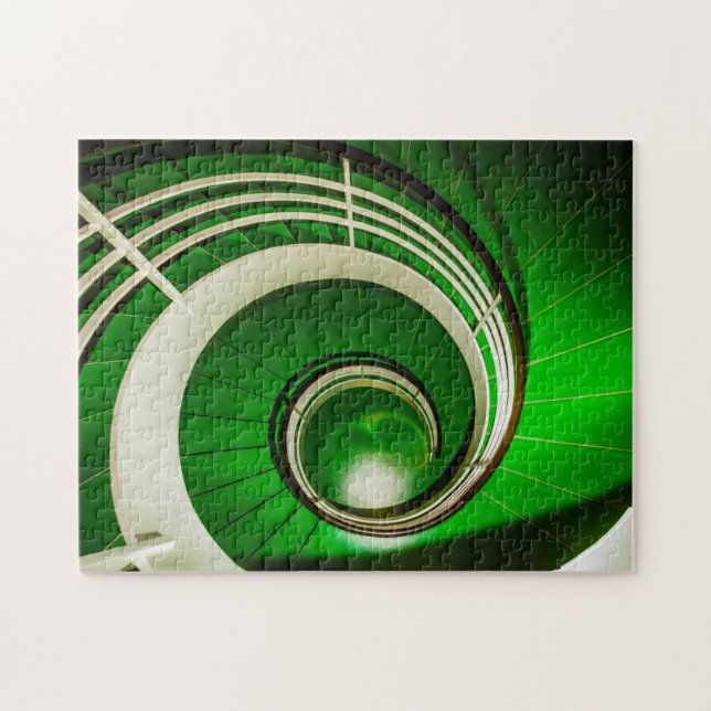 Green Circular Stairway Jigsaw Puzzle (Horizontal)