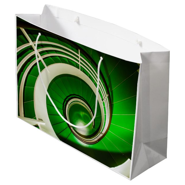 Green Circular Stairway Large Gift Bag (Back Angled)