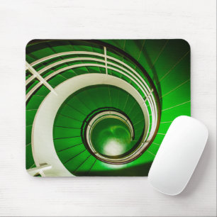 Green Circular Stairway Mouse Pad