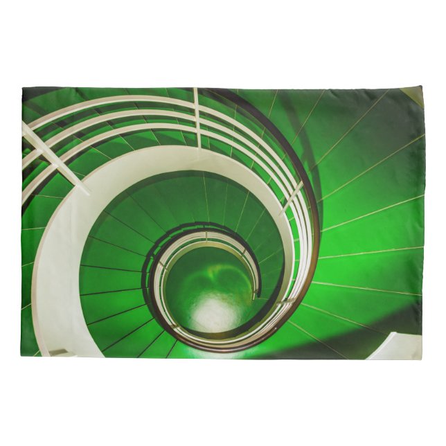 Green Circular Stairway Pillowcase (Back)
