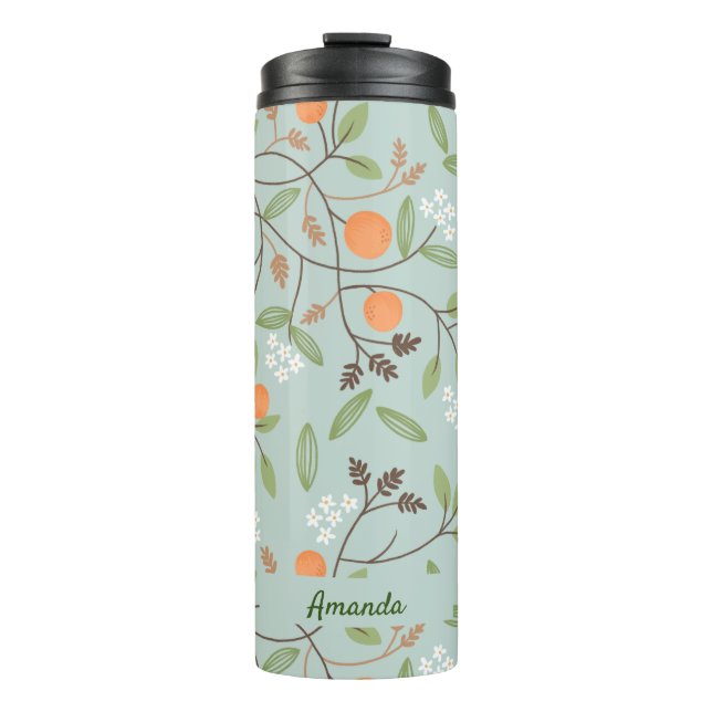 Green Citrus and Orange Blossom Thermal Tumbler (Front)