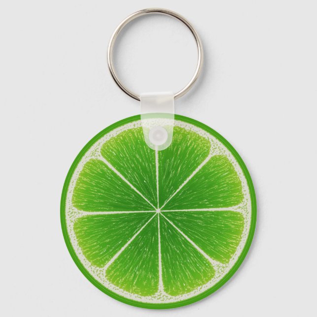 Green Citrus Lime Fruit Slice Key Ring (Front)