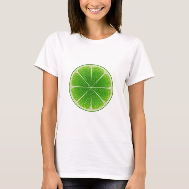 Green Citrus Lime Fruit Slice T-Shirt (Front)