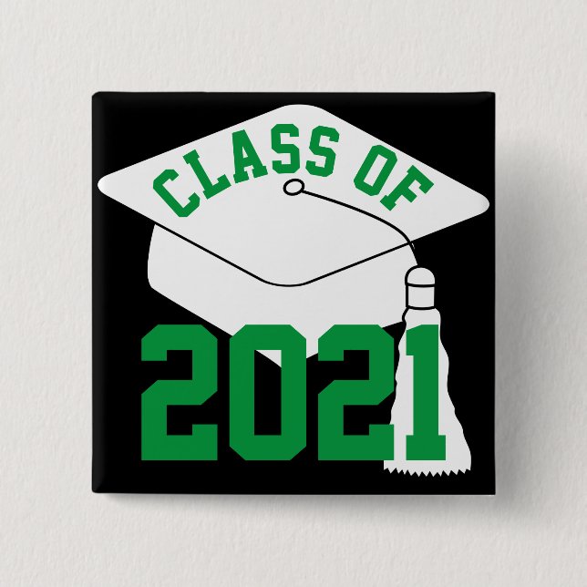 Green Class of 2024 Grad Cap Button (Front)