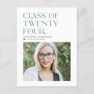 Green Class of 2024 Modern Minimalist Graduation Postcard