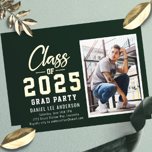 Green Class of 2025 Photo Graduation Party