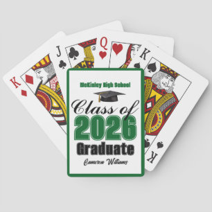 Green Class of 2026 Custom Graduation Party Playing Cards