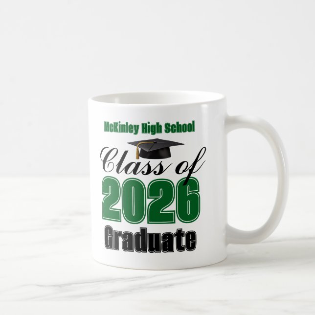 Green Class of 2026 Graduation Keepsake Coffee Mug (Right)