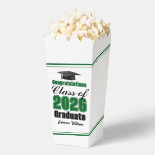 Green Class of 2026 Graduation Party Popcorn Favour Box