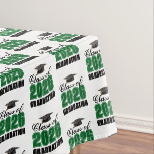 Green Class of 2026 Graduation Party Tablecloth