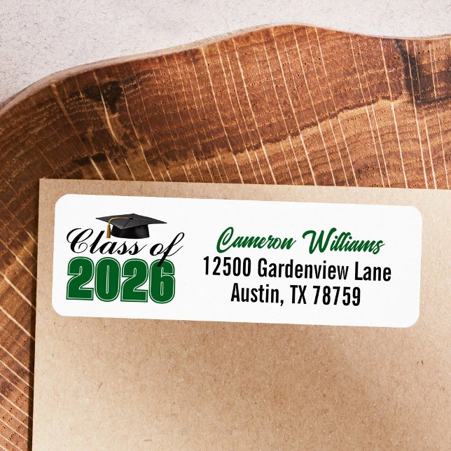 Green Class of 2026 Graduation Return Address Label (Creator Uploaded)