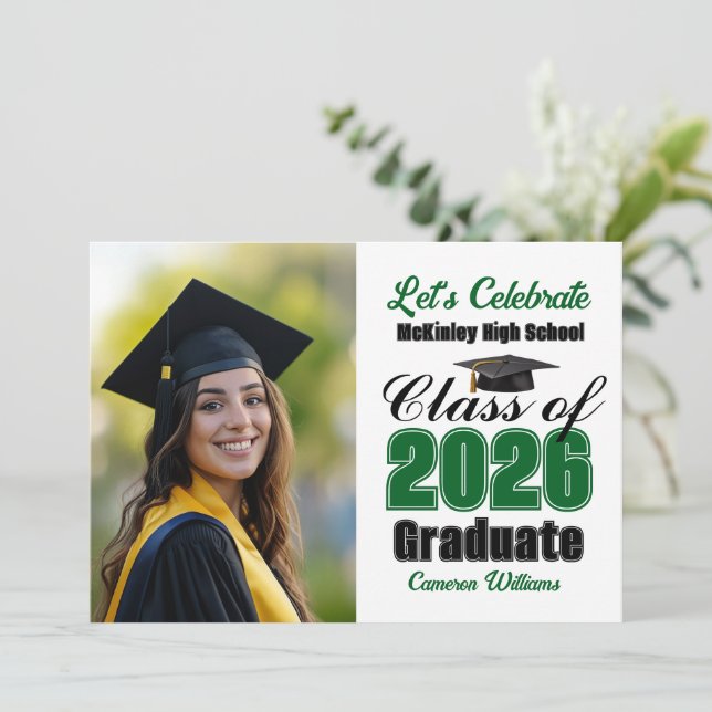 Green Class of 2026 Photo Graduation Party Invitation (Standing Front)