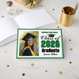 Green Class of 2026 Photo Small Graduation Guest Book