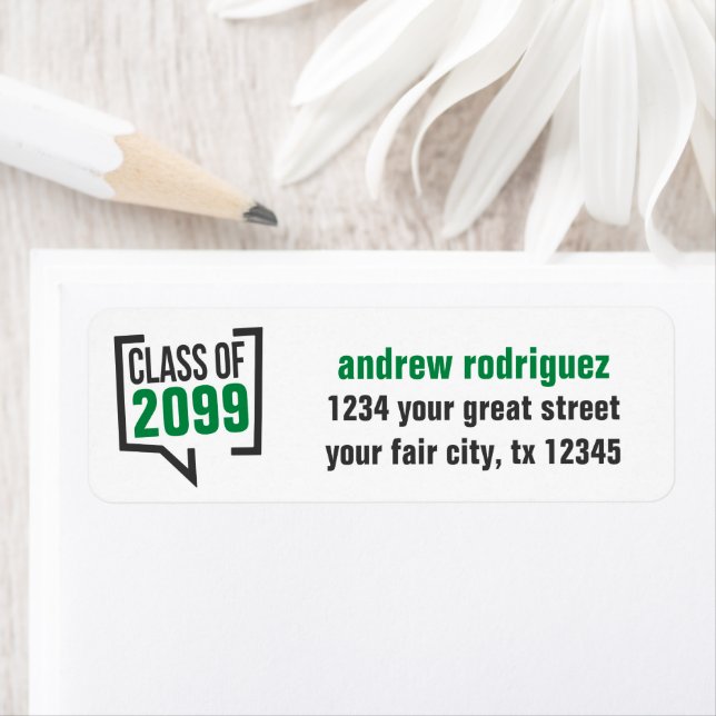 Green Class Year Speech Bubble Label Return Address Label (Insitu)