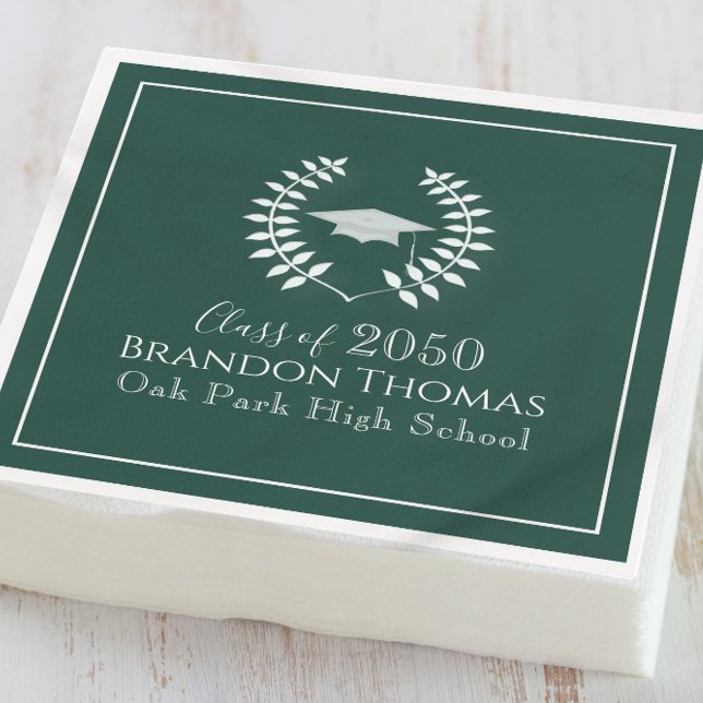 Green Classic Graduation Party Custom Napkin (Creator Uploaded)