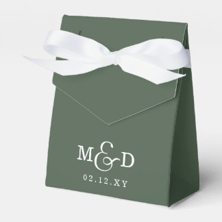 Green Classic Modern Monogram Wedding Favour Box
