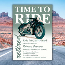 Green Classic Motorbike Ride Fast Retirement Party