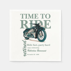 Green Classic Motorbike Ride Fast Retirement Party Napkin