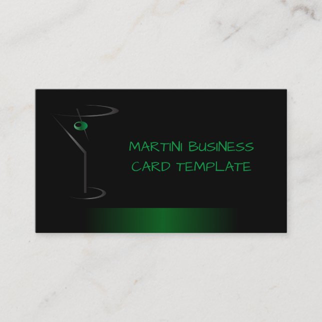 Green classy bartender business card (Front)